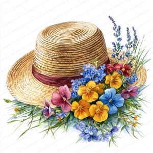 20 Clipart Floral Hat | Illustration de mode pour femmes élégantes | Clipart aquarelle imprimable | JPG de haute qualité | Créations en papier | Journal indésirable