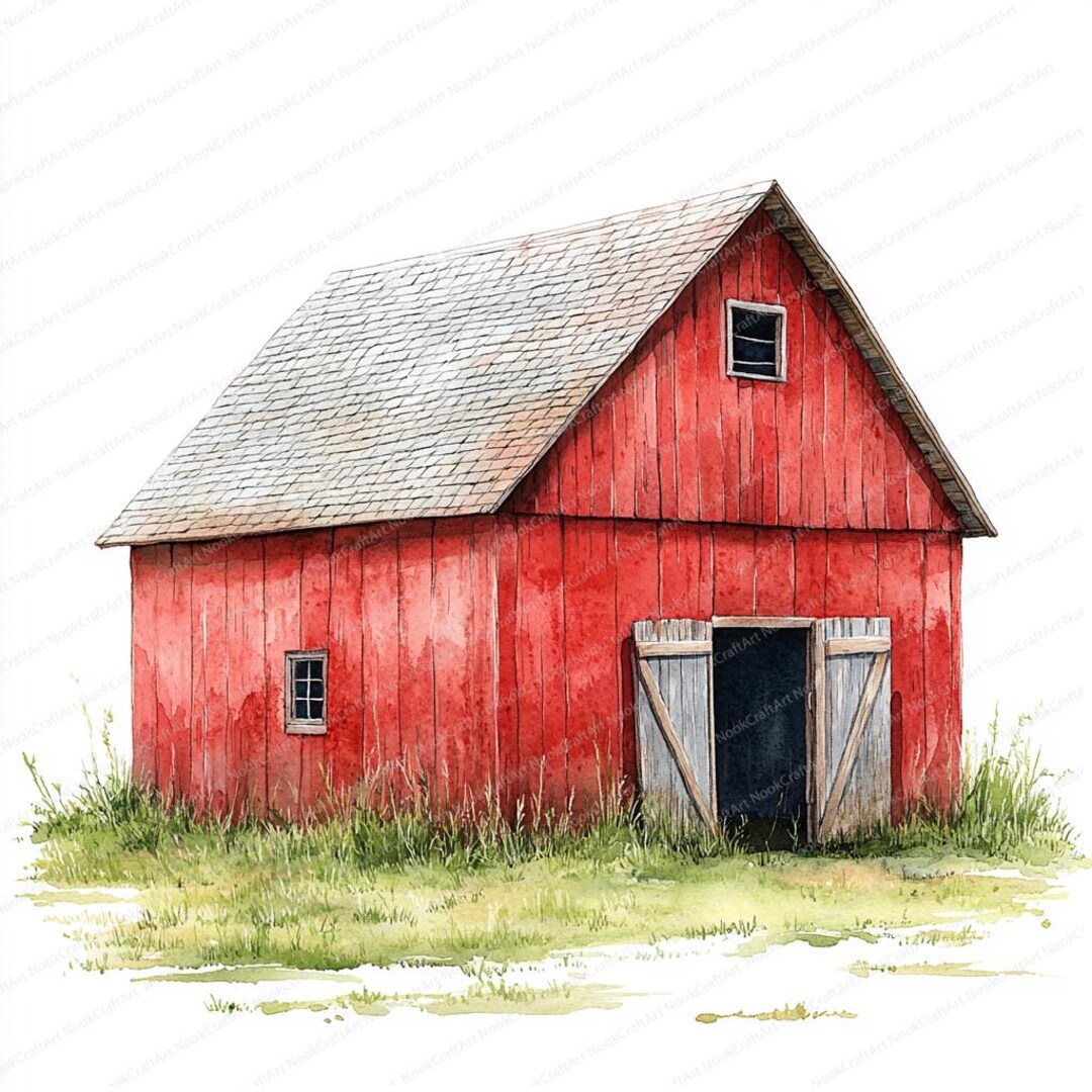 Spring Barn Drawings 18 Spring Barn Clipart Collection | Rustic Seasonal Artwork Set ...