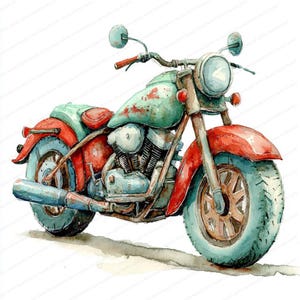 18 Cartoon Motorcycle Clipart | Fun Motorbike Illustration | Printable Watercolor clipart | High Quality JPGs | Paper craft | Junk journal