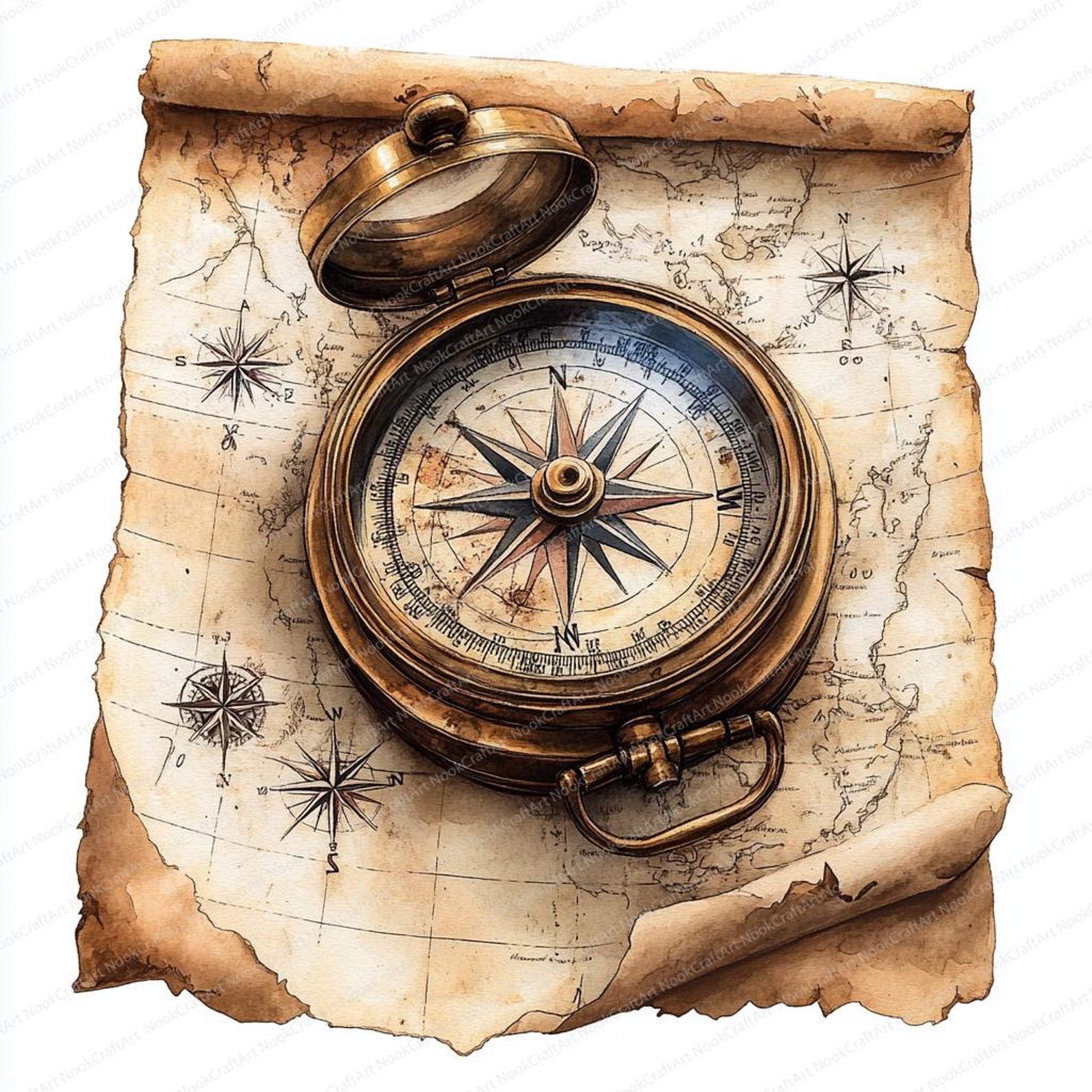 24 Vintage Compass Clipart | Antique Navigation Graphics | Printable ...