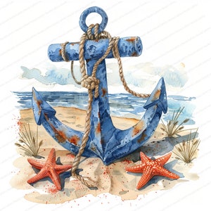 12 Clipart d'ancre | Ensemble de cliparts d'ancre maritime | Clipart aquarelle imprimable | JPG de haute qualité | Téléchargement numérique | Créations en papier