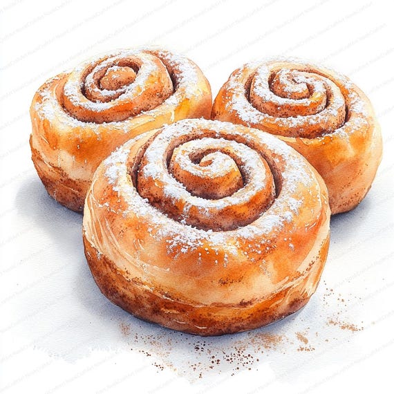 21 シナモンロール クリップアート | 砂糖入りの甘いパン | 印刷可能な