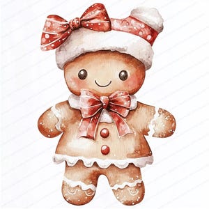 18 Christmas Gingerbread Clipart | Holiday Cookie Illustration | Printable Watercolor clipart | High Quality JPGs | Paper craft | journal