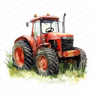 20 akvarell lantbrukstraktor clipart | Traktorgård | Utskrivbar akvarell clipart | Högkvalitativa JPG-bilder | Digital nedladdning | Papperspyssel