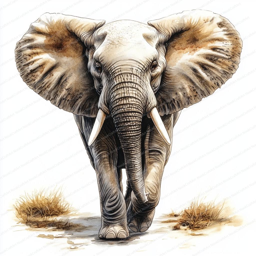 18 水彩象のクリップアート | 愛らしい象のアート | 印刷可能な