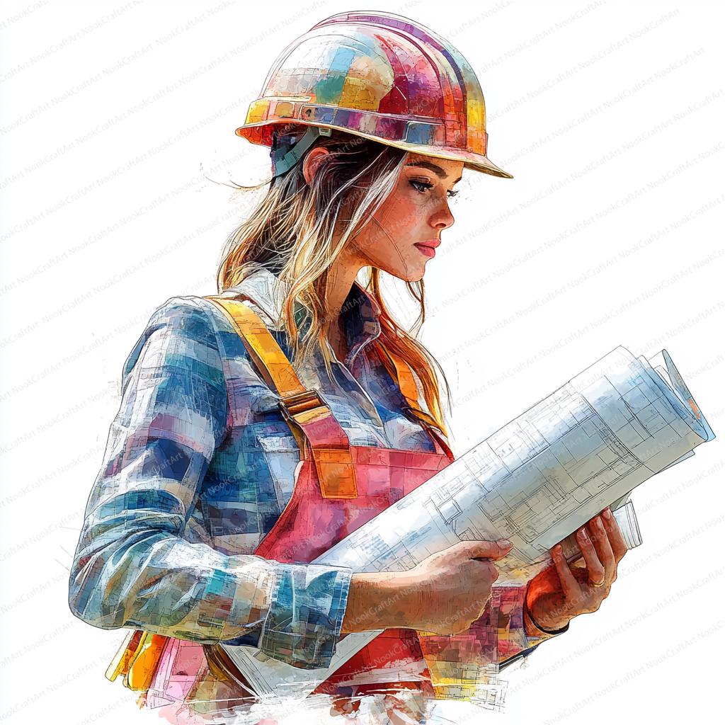 20 Engineer Woman Clipart | Smiling Female With Blueprints | Printable ...