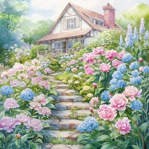 Sommer Garten Clipart | 20 hochwertige JPGs | Aquarell Blumen Kunst | Digitaler Download | Kartengestaltung | Mixed Media Projekte | Papierkunst