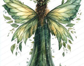 ストリートアート 植物デザイン 絵画 森の妖精 グラフィティ 15 森の妖精の葉の羽のクリップアート | 魅惑的な自然の精霊のイラスト