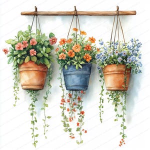 20 Blumentopf Clipart Sammlung | Künstlerische Pflanzenbehälter Illustrationen | Druckbare Aquarell Clipart | Hochwertige JPGs | Junk Journal
