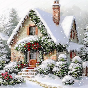20 winterhuisjes-clipart | Kerstkaartclipart | Afdrukbare aquarel clipart | Hoge kwaliteit JPG's | Papierkunst | junkjournaal