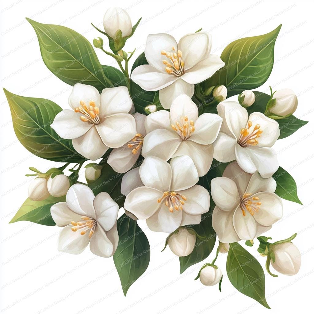 14 Jasmine Clipart | Floral Jasmine Watercolor | Printable Clipart | High  Quality Jpgs | Digital Download | Paper Craft | Junk Journal - Etsy, image size:1024x1024
