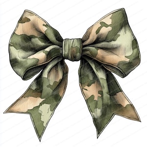 10 noeuds coquette camouflage – Clipart pour chemise de chasse | Clipart aquarelle imprimable | JPG de haute qualité | Téléchargement numérique | Créations en papier