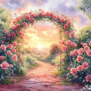 12 Rosen Garten Clipart | Garten bei Sonnenuntergang | Druckbare Aquarell Clipart | Hochwertige JPGs | Digitaler Download | Papierhandwerk
