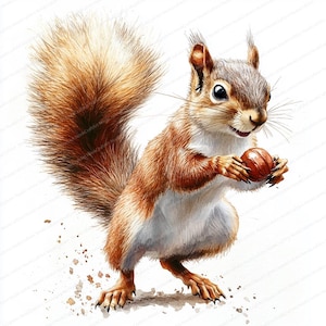 18 Clipart de collection de noix écureuil | Collection d'animaux des bois d'automne | Clipart aquarelle imprimable | JPG de haute qualité | Créations en papier