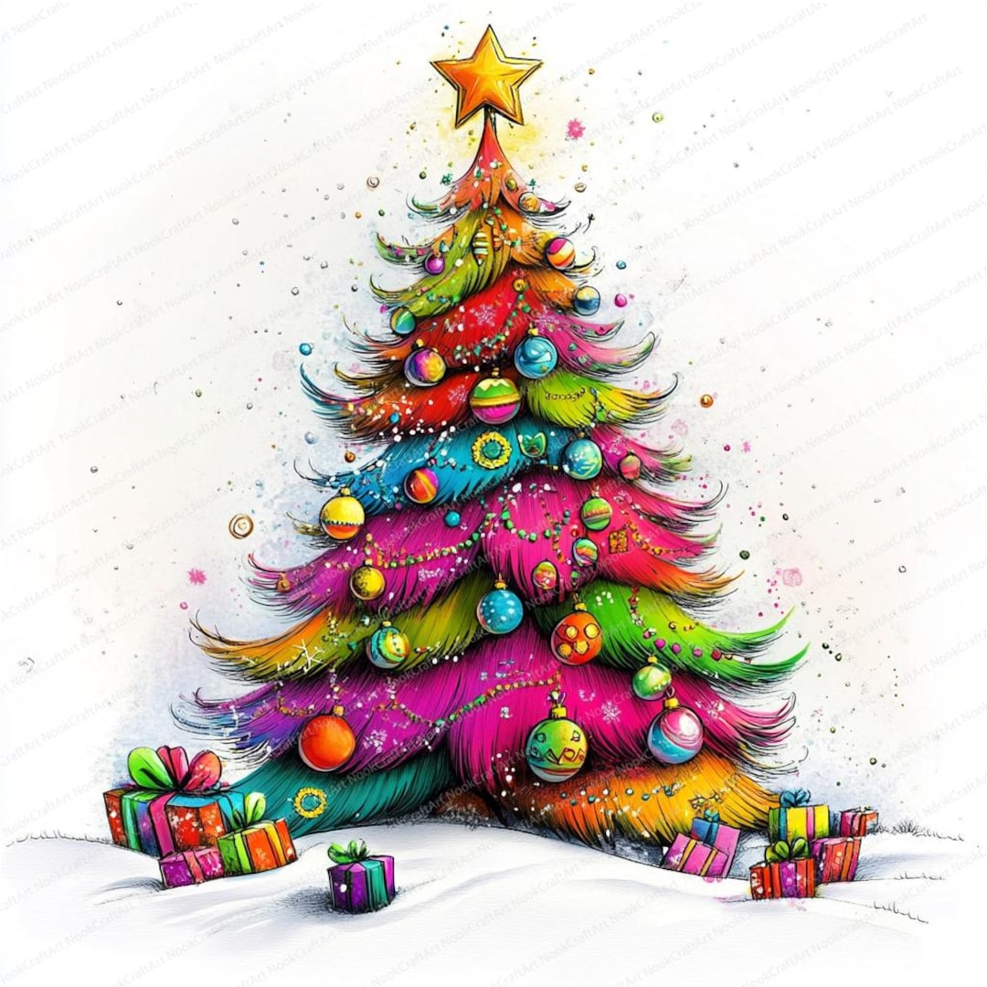 Free Printable Whimsical Christmas Tree Clipart