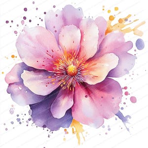 14 Abstract Flower Clipart | Watercolor Flower | High Quality JPGs | Digital download | Paper craft | junk journal