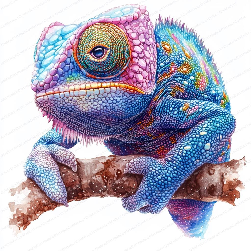 16 色のカメレオンの変化するクリップアート | 愛らしい爬虫類の