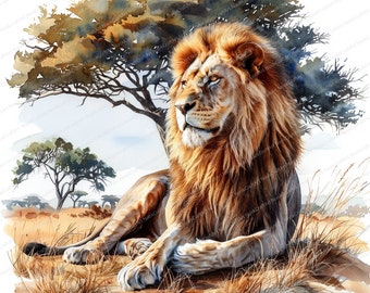 14 Lion Clipart | Lion Safari | Printable Watercolor clipart | High Quality JPGs | Digital download | Paper craft | junk journals