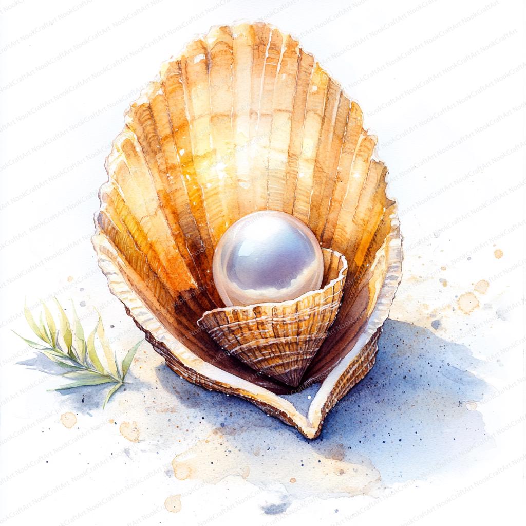19 貝殻と真珠のクリップアート | 航海のイラストデザイン | 印刷可能