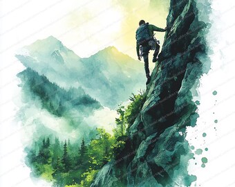 22 登山アドベンチャー クリップアート | 風光明媚なロッククライマー