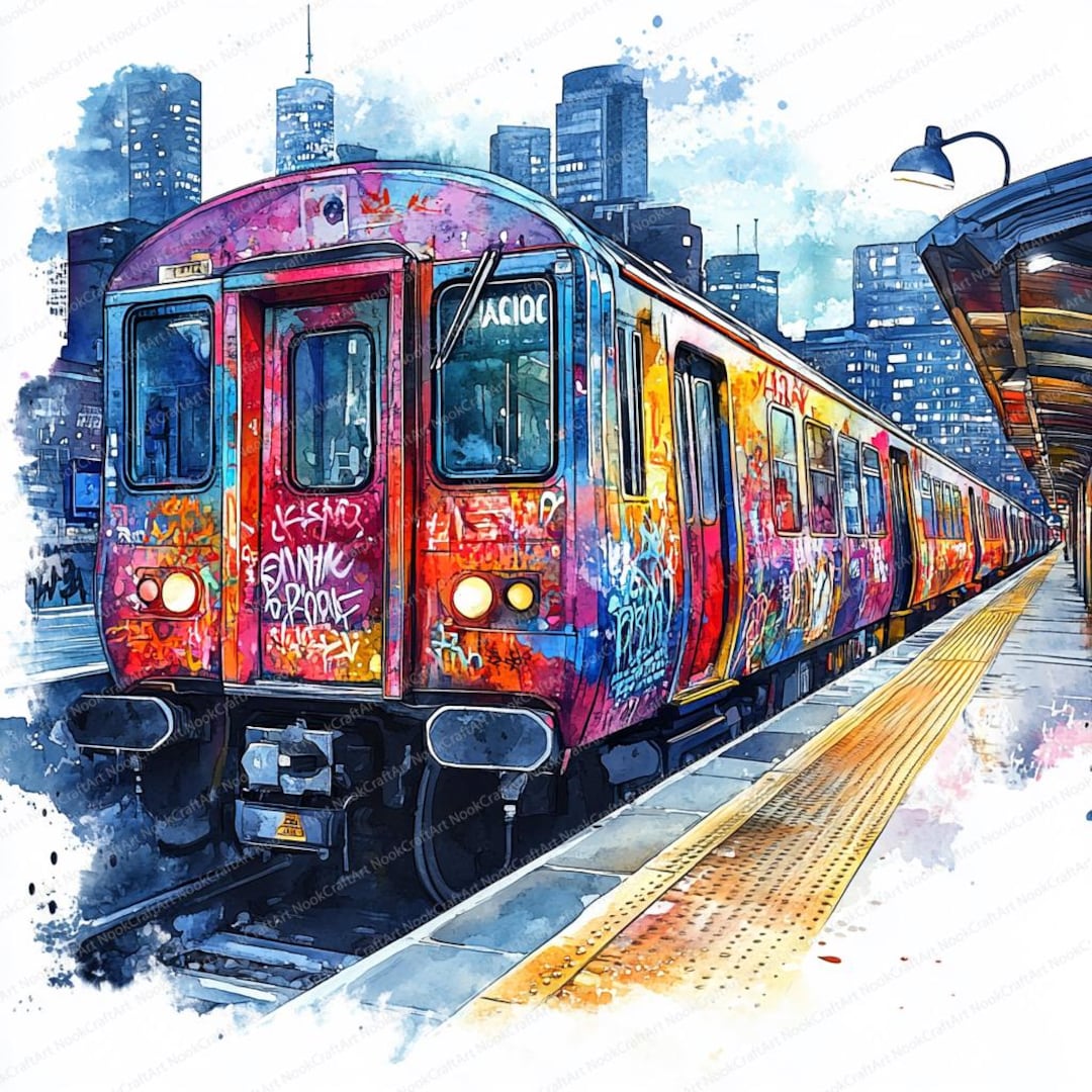 20 Graffiti Train Clipart | Urban Station Art | Printable Watercolor ...