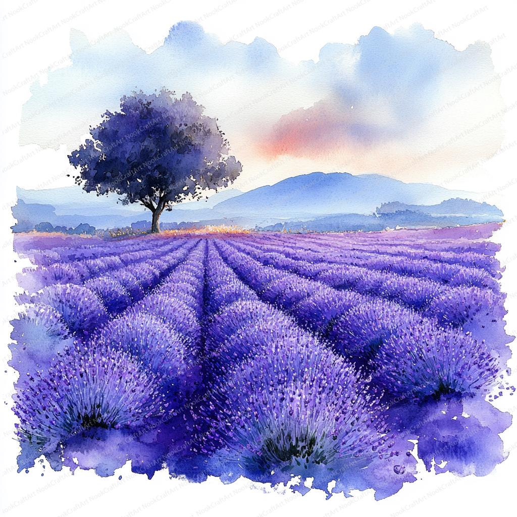 16 ラベンダー畑のクリップアート | 紫色の花が咲く夏の風景 | 印刷