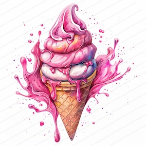22 farbige Eis Clipart | Eiscreme im Graffiti-Stil | Eis | Hochwertige JPGs | Digitaler Download | Papiermodell | Junk Journals