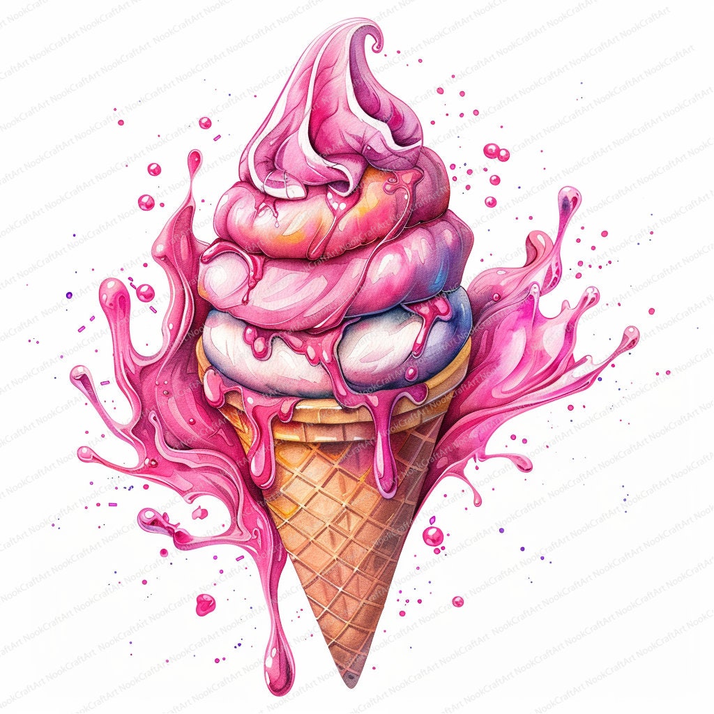22 Colored Ice Cream Clipart | Graffiti-style Ice Cream | Ice