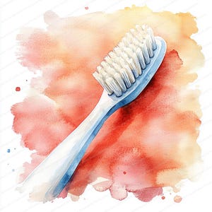 Conjunto de 16 clipart de escova de dentes | Arte digital de higiene dental | Clipart de aquarela para impressão | JPGs de alta qualidade | Artesanato em papel | Diário de lixo