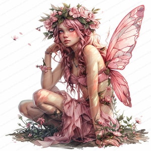 12 cliparts fée de la forêt | Clipart de fées roses | Clipart aquarelle imprimable | JPG de haute qualité | Téléchargement numérique | Créations en papier