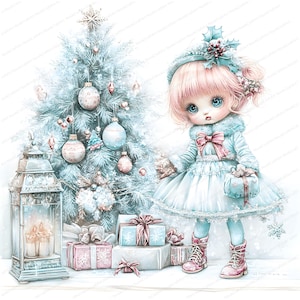 14 Shabby Chic Christmas Clipart | Printable Watercolor clipart | High Quality JPGs | Digital download | Paper craft | junk journal