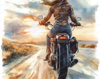 21 Biker Girl Clipart | Leather Motorcycle Aesthetic | Printable Watercolor clipart | High Quality JPGs | Paper craft | Junk journal