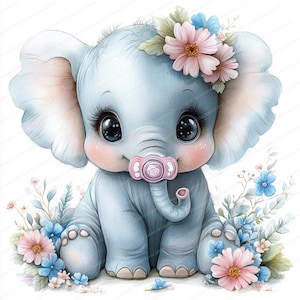 14 Elefanten Clipart | Neugeborenen Nursery Sublimation | Druckbare Aquarell Clipart | Hochwertige JPGs | Digitaler Download | Papierhandwerk