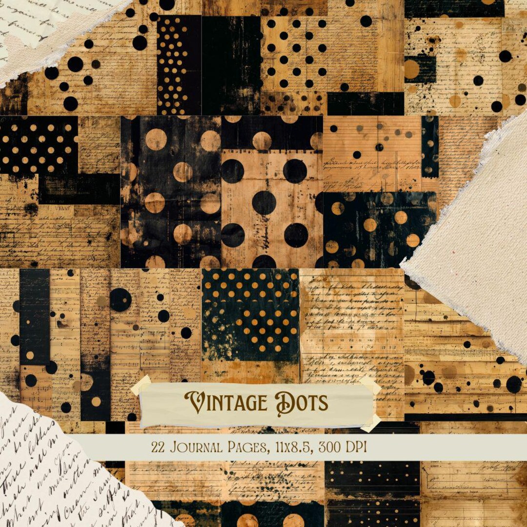 Vintage Dots Junk Journal Kit | Retro Polka Dot Collage Sheets ...