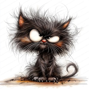 18 cliparts de chat énervé | Clipart chat excentrique | Clipart aquarelle imprimable | JPG de haute qualité | Téléchargement numérique | Créations en papier