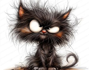 18 Frazzled Cat Clipart | Quirky Cat Clipart | Printable Watercolor clipart | High Quality JPGs | Digital download | Paper craft
