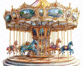 18 メリーゴーランドの馬のクリップアート | 気まぐれな遊園地の