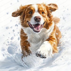 19 honden-in-sneeuw-clipart | Illustratie winterhond | Afdrukbare aquarel clipart | Hoge kwaliteit JPG's | Papierkunst | Junkjournaal