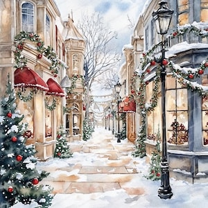 14 imágenes prediseñadas de Navidad en acuarela / Imágenes prediseñadas de invierno / Navidad / Imágenes prediseñadas de acuarela imprimibles / JPG de alta calidad / Manualidades de papel / Diario basura