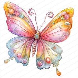 20 cliparts colorés de papillons dorés | Aquarelle imprimable | Fichiers JPG haute résolution | Téléchargement numérique | Créations en papier et journaux indésirables
