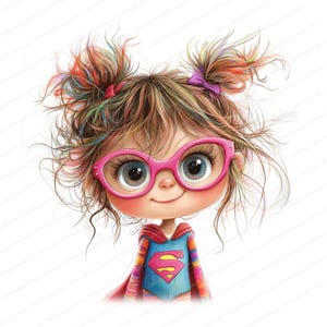 15 Clipart di Super Girl stravaganti / Super Girl con gli occhiali / Clipart acquerello stampabile / JPG di alta qualità / Lavoretti di carta / Diario spazzatura