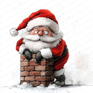 18 Quirky Santa Surprise Clipart | Whimsical Santa | Printable Vintage Clipart | High Quality JPGs | Digital Download | Junk Journal