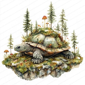 21 illustraties voor bosdragende schildpadden | Grillig natuurillustratieontwerp | Afdrukbare aquarel clipart | Hoge kwaliteit JPG's | Junkjournaal