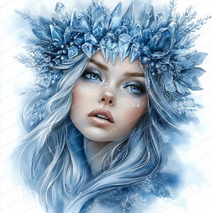 14 Clipart aquarelle Reine des neiges | Illustration fantastique d'hiver | Clipart imprimable vacances | JPG de haute qualité | Créations en papier | Journal indésirable