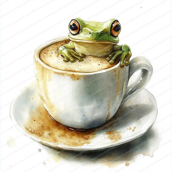 20 コーヒーを飲むカエルのクリップアート | 気まぐれな両生類のアート
