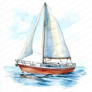 16 Clipart di barche a vela nautiche / Barche ad acquerello / Clipart stampabili / JPG di alta qualità / Download digitale / Giornale spazzatura / Artigianato di carta