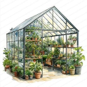 Conjunto de 18 clipart de plantas de estufa | Ilustrações botânicas exuberantes | Clipart de aquarela para impressão | JPGs de alta qualidade | Artesanato em papel | diário