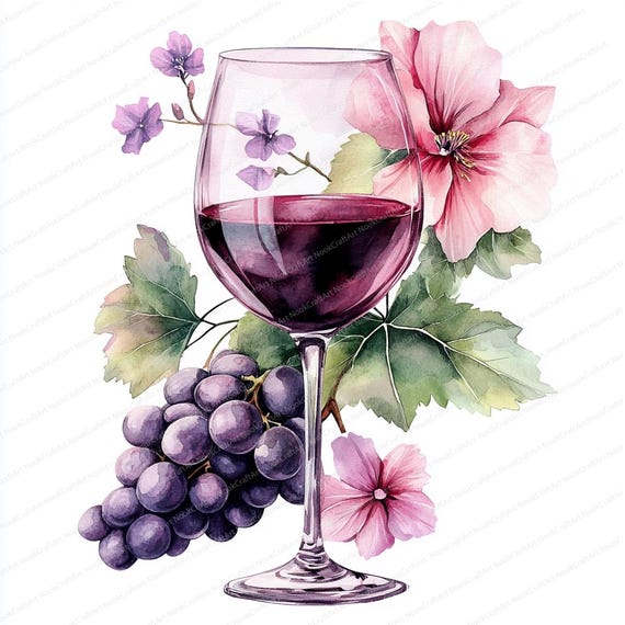 17 Floral Wine Glass Clipart | Glass With Floral Design | Printable  Watercolor Clipart | High Quality Jpgs | Paper Craft | Junk Journal - Etsy