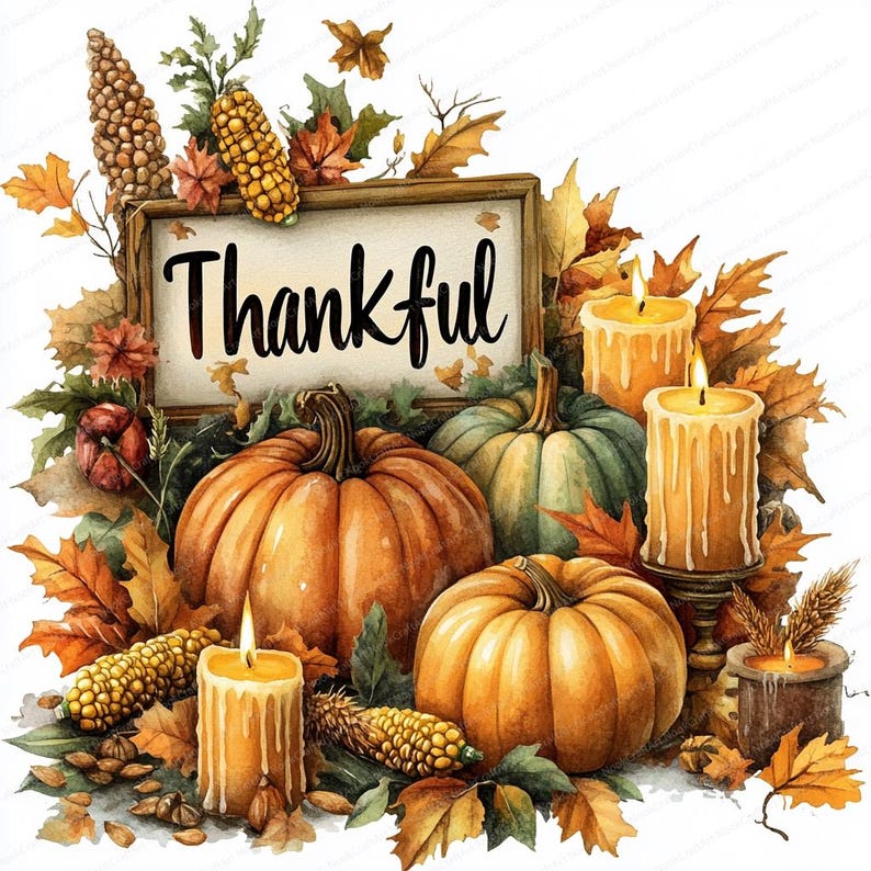 14 Fall Thanksgiving Clipart | Autumn Harvest | Printable Watercolor ...