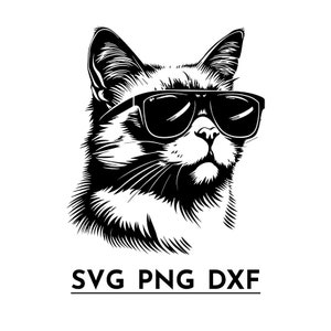 Cat with glasses | Cat SVG | Animals SVG | Digital download | Vector design | Cutfile